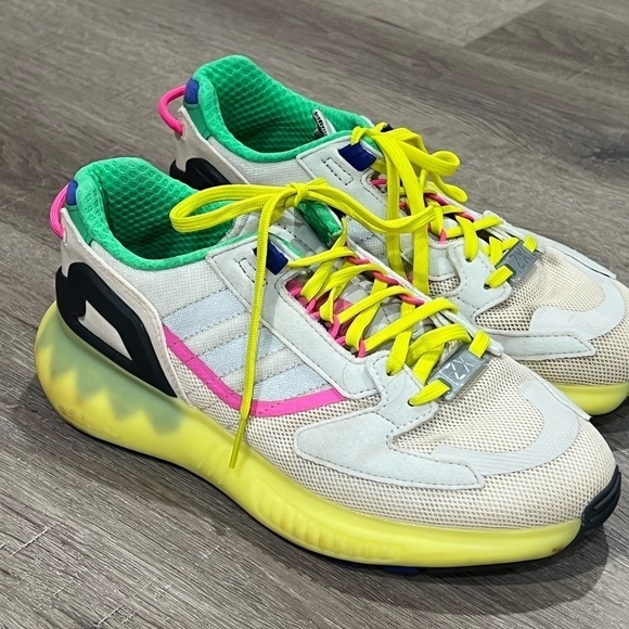 Women’s Size 6 Adidas ZX Ultraboost Yellow Pink Sneaker EUC Shoe - Picture 4 of 10